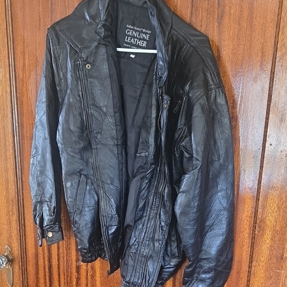 Genuine Leather Black Bomber Jacket